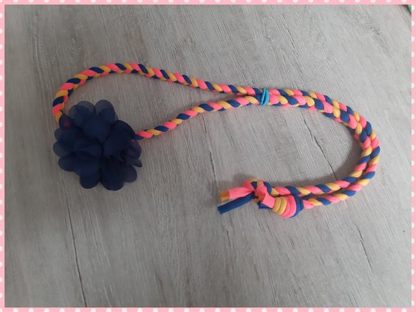 Ibiza haarband okergeel-felroze-kobaltblauw en navy bloem